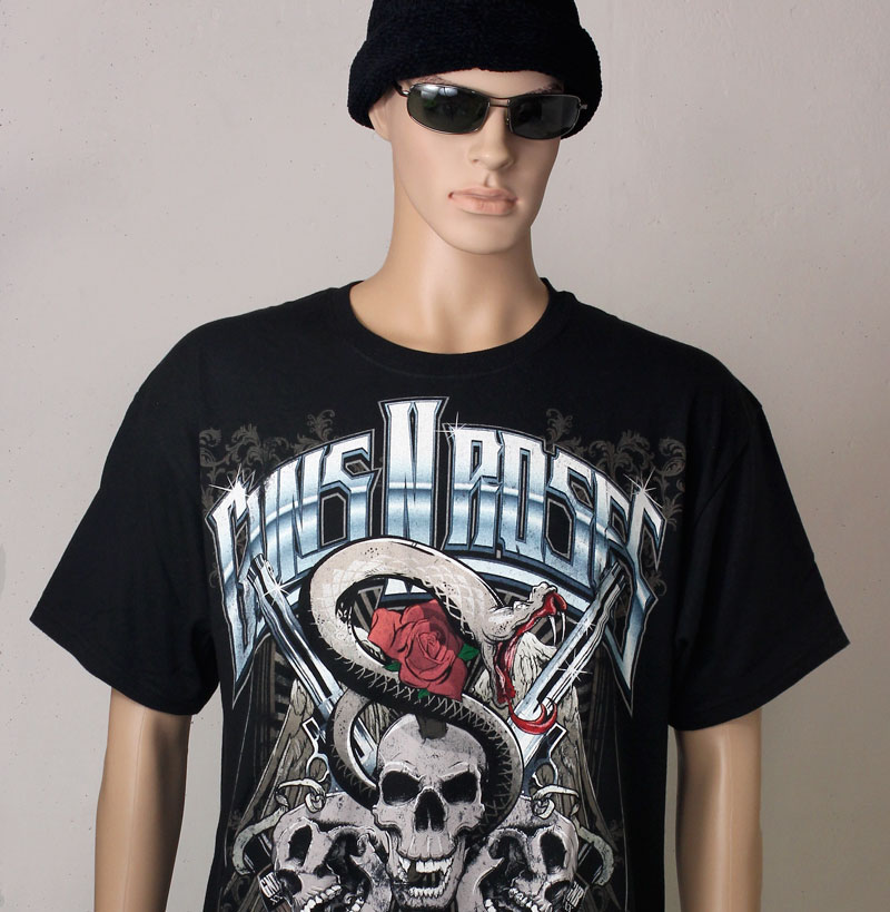 Guns N' Roses Los Angeles Skulls Men's T-shirt, Guns N' Roses Merch, Guns N' Roses T-shirt Vintage, Hard Rock Band T-shirts, Hard Rock T-shirts, Metal Band Merch, Metal Tees, GNR Logo Tees